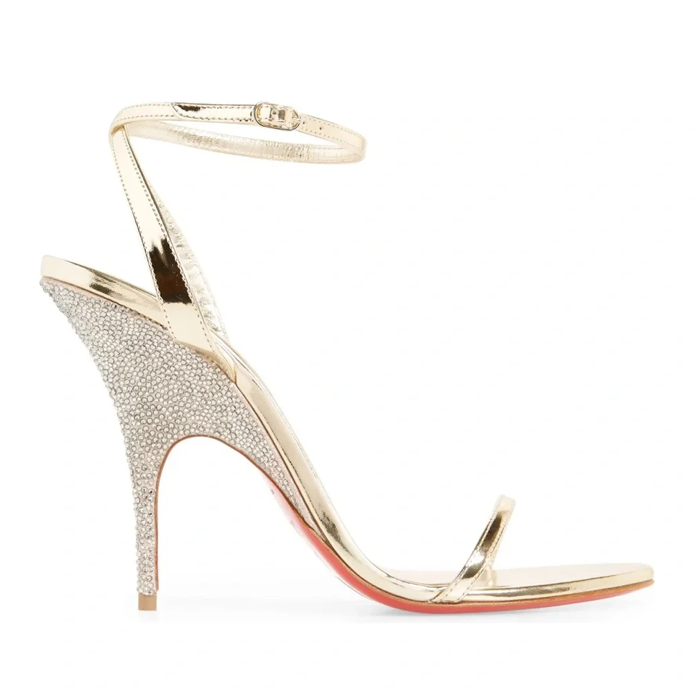 Christian Louboutin Gold Arch Queen Crystal Embellished Sandal Heels - Picture 2 of 13